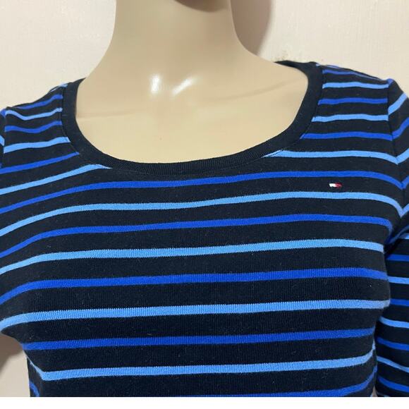 Tommy Hilfiger Women's Striped Logo T-Shirt Large - Coastal Chic Nautical‎ Style - Picture 2 of 10